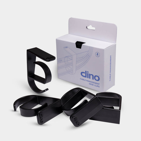 Black 4-pack of Dino clips cable management for desks